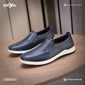 25072-Blue Genuine Cowhide Leather Casual Shoes For Men