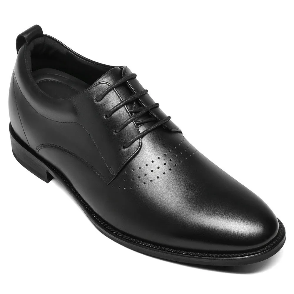 6CM/2.36 Inches CMR CHAMARIPA Height Increasing Shoes Black Calfskin Height Increasing Dress Shoes - Elevate Your Presence