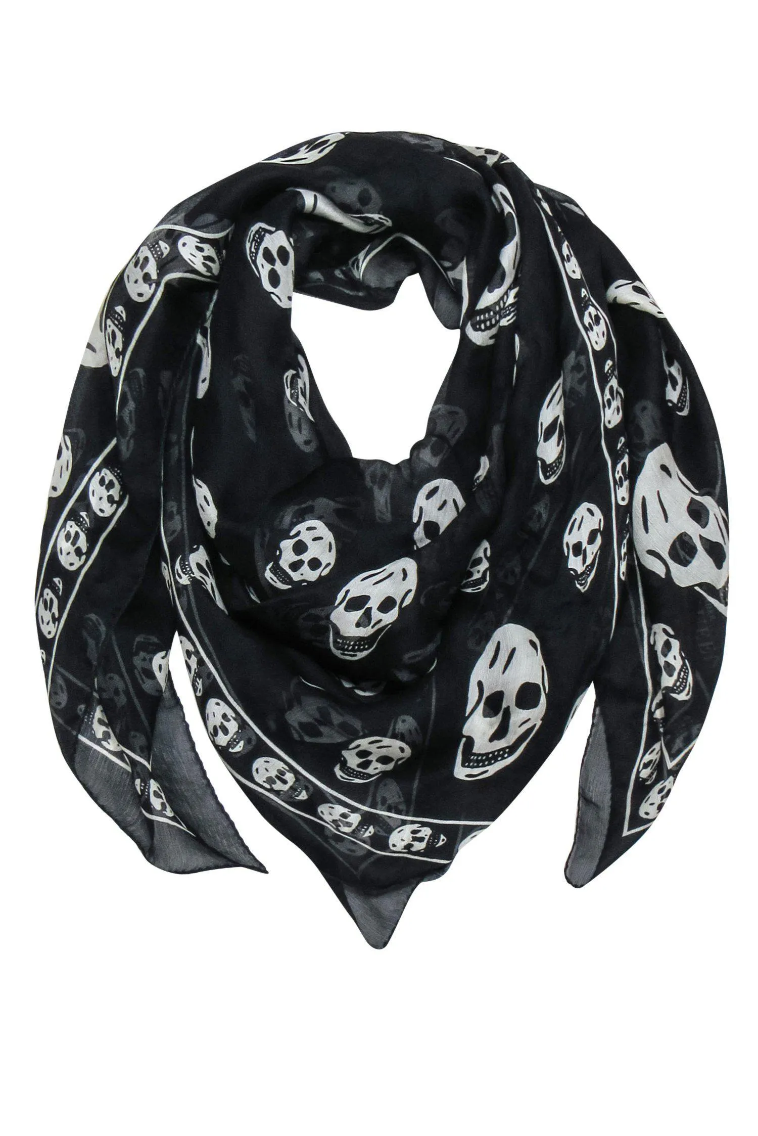 Alexander McQueen - Black & White Skull Print Scarf