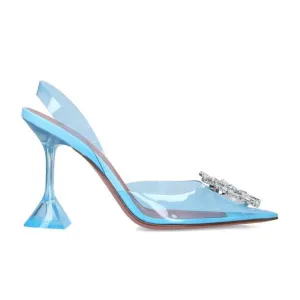Amina Muaddi Begum Pale Blue Crystal Slingback