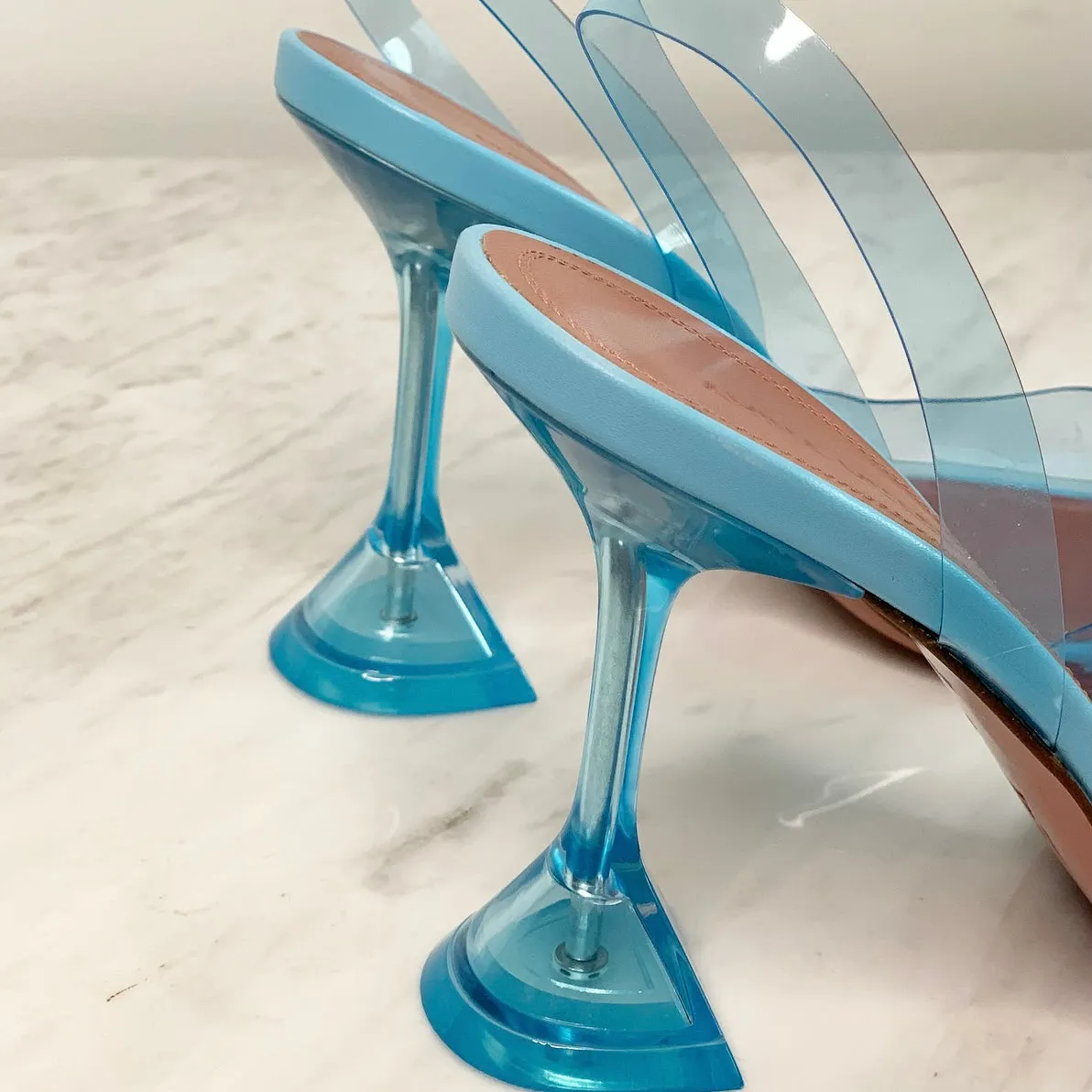 Amina Muaddi Begum Pale Blue Crystal Slingback