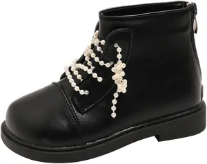 Boys Big Girls Pearl Lace Up Casual Outdoor Hiking Ankle Boots Toddler Comfortable Winter Warm Snow Chunky Boots