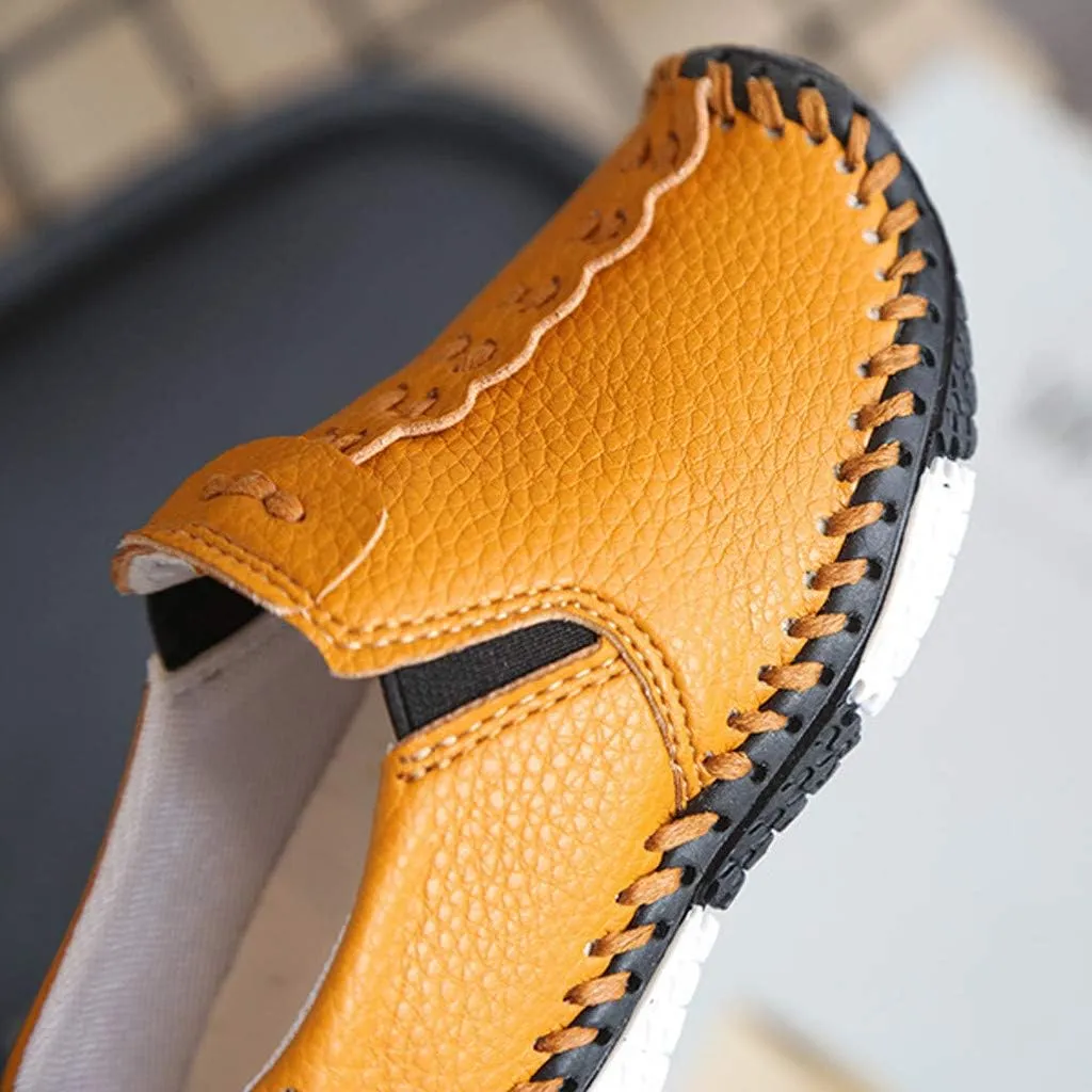 Boys Girls Leather Loafers Slip-On Oxford Flats Boat Dress Schooling Daily Walking Shoes Children Anti-Slip Sports Shoes