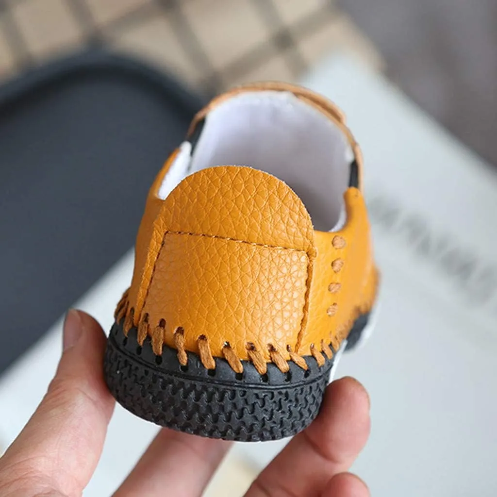 Boys Girls Leather Loafers Slip-On Oxford Flats Boat Dress Schooling Daily Walking Shoes Children Anti-Slip Sports Shoes