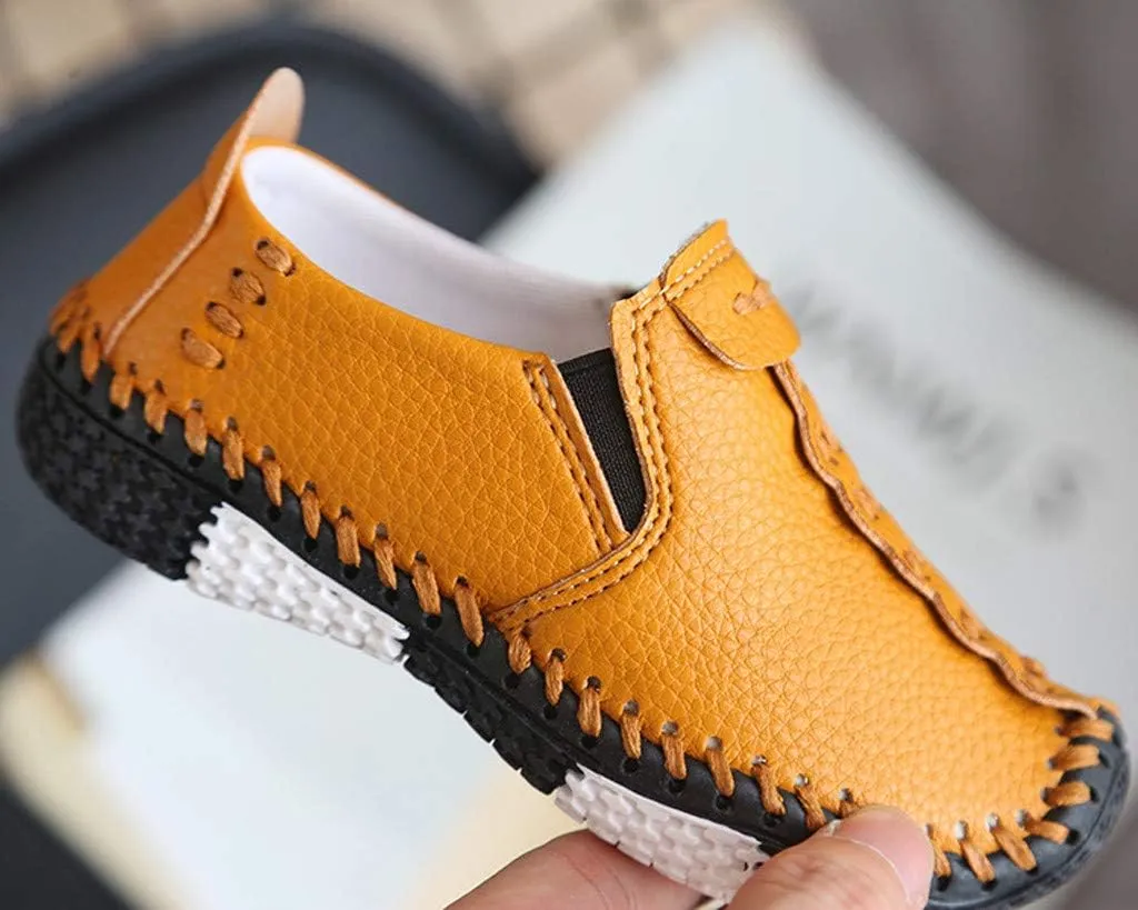 Boys Girls Leather Loafers Slip-On Oxford Flats Boat Dress Schooling Daily Walking Shoes Children Anti-Slip Sports Shoes