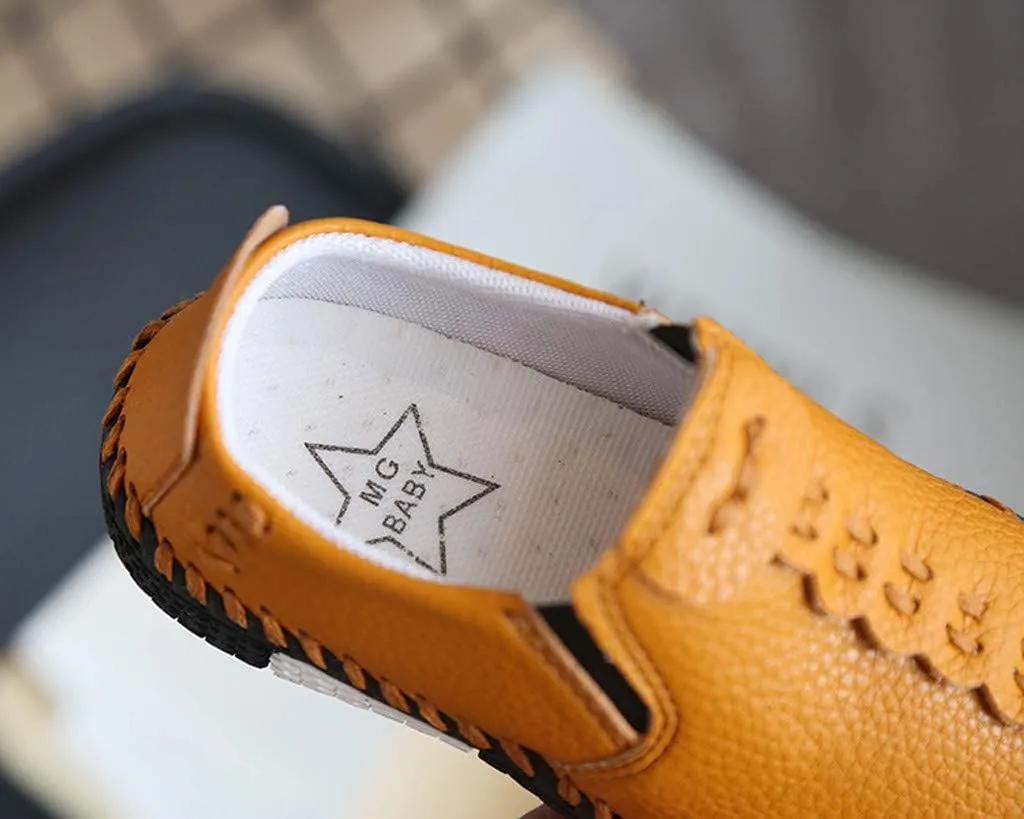 Boys Girls Leather Loafers Slip-On Oxford Flats Boat Dress Schooling Daily Walking Shoes Children Anti-Slip Sports Shoes