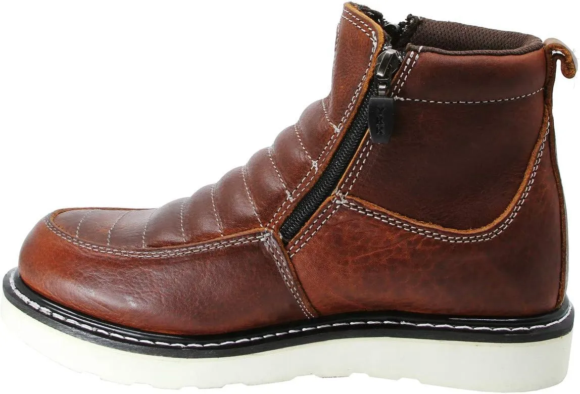 CACTUS Men's 6062M 6" Moc Toe Oil Tumbled Full Grain Leather High Flexibility Polyurethane (PU) Outsole Construction Work Boot YKK Zipper