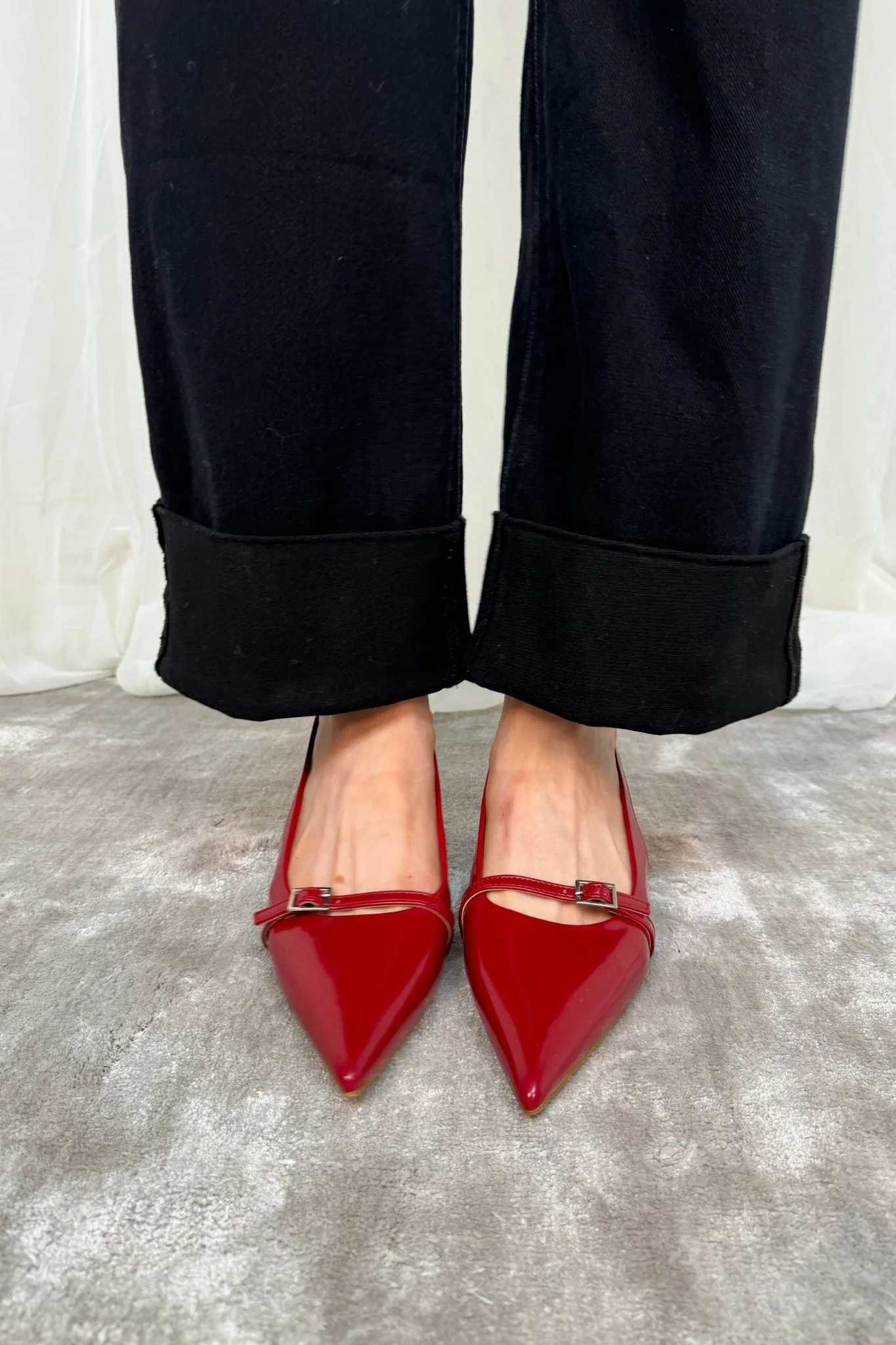 Cathy Buckle Slingback In Wine Red