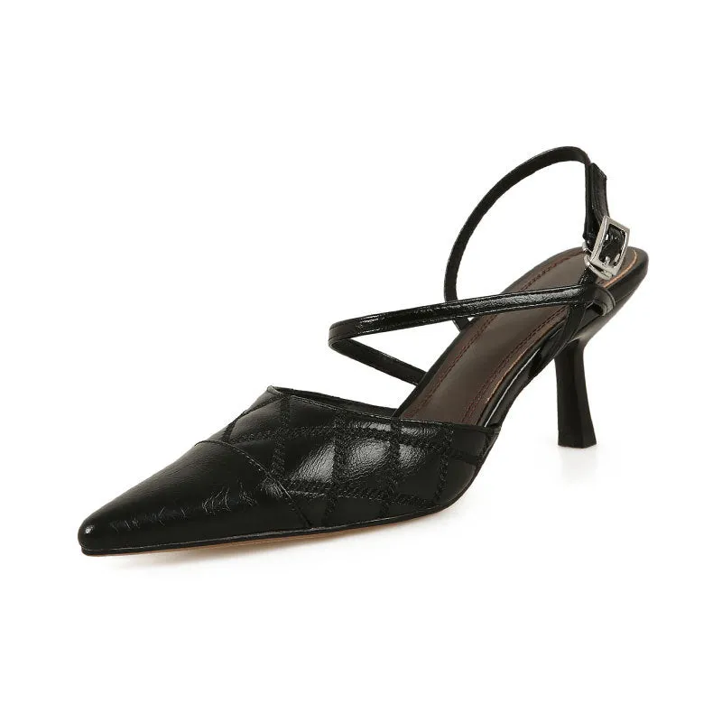Cori Crocodile Embossed Leather Slingback Sculptural Heels