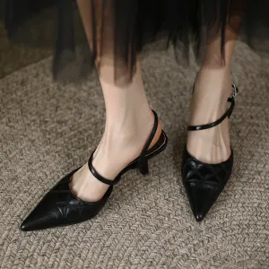Cori Crocodile Embossed Leather Slingback Sculptural Heels