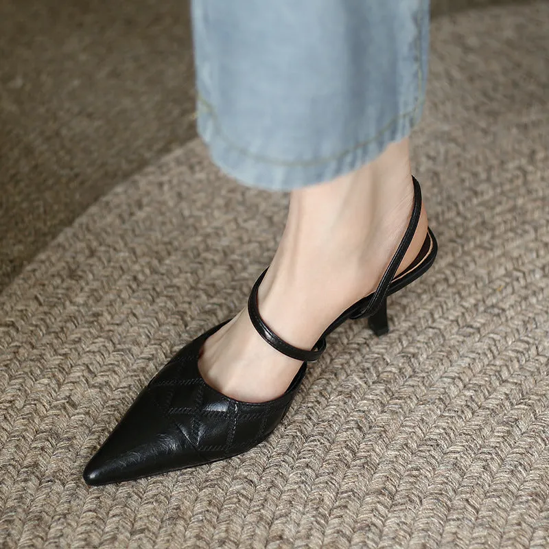 Cori Crocodile Embossed Leather Slingback Sculptural Heels