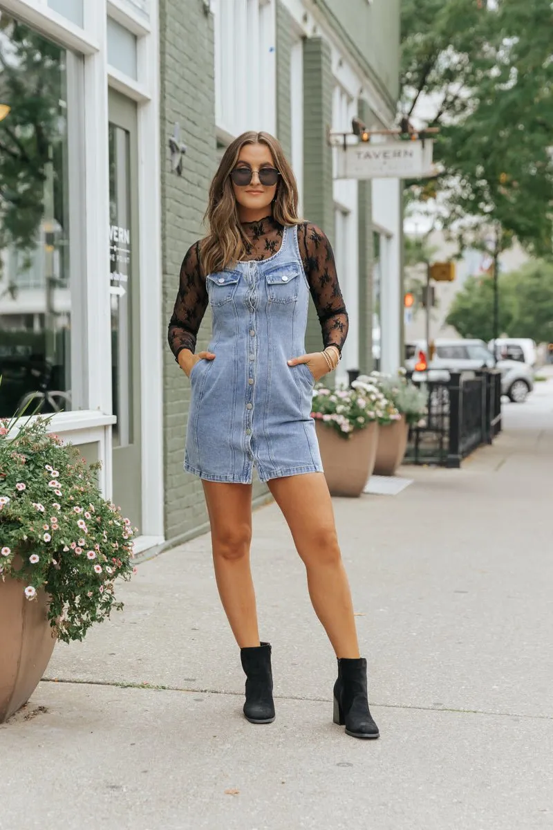 Denim Button Down Mini Dress - FINAL SALE
