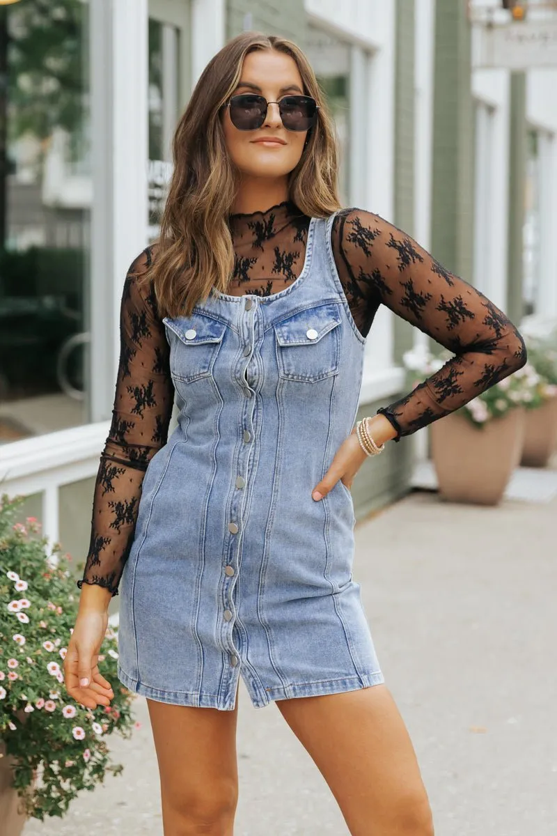 Denim Button Down Mini Dress - FINAL SALE