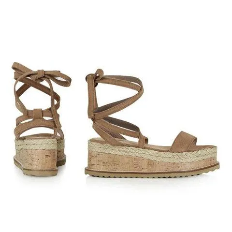 elveswallet Leather Wedge Sandals Casual Lace Up Shoes