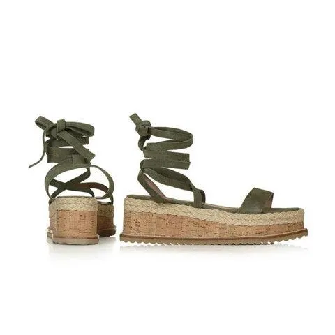 elveswallet Leather Wedge Sandals Casual Lace Up Shoes