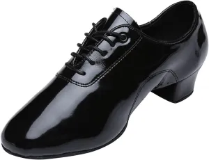 EnJoCho Little Girls Shoes Shoes Boys Modern Dance Shoes Prom Ballroom Latin Dance Shoes Solid Color Lace Up Leather (Black, 35)