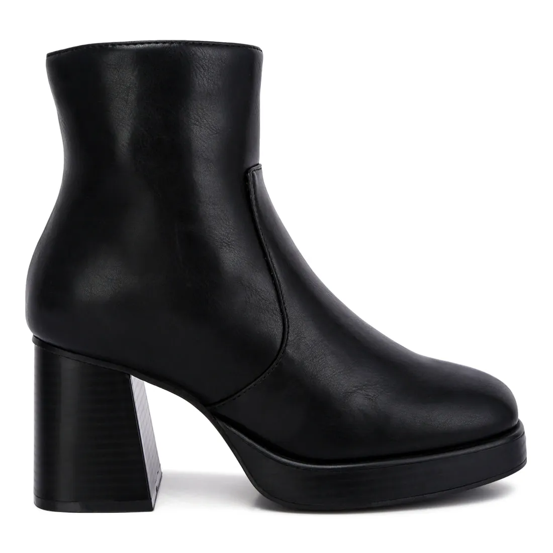 Faux Leather Side Zipper Closure Boots