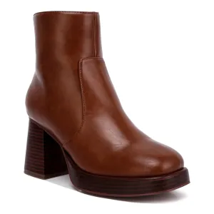 Faux Leather Side Zipper Closure Boots