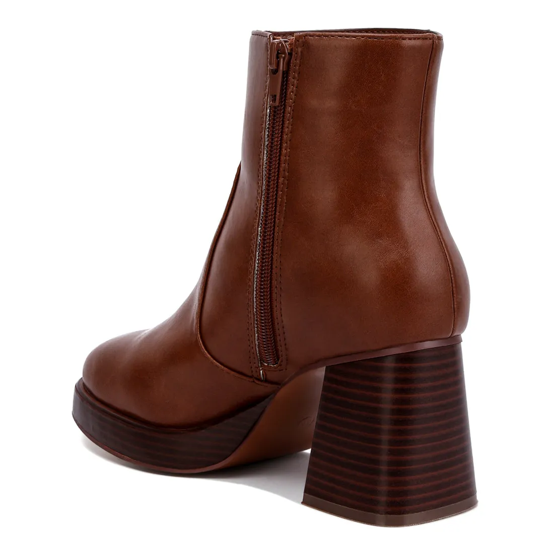 Faux Leather Side Zipper Closure Boots