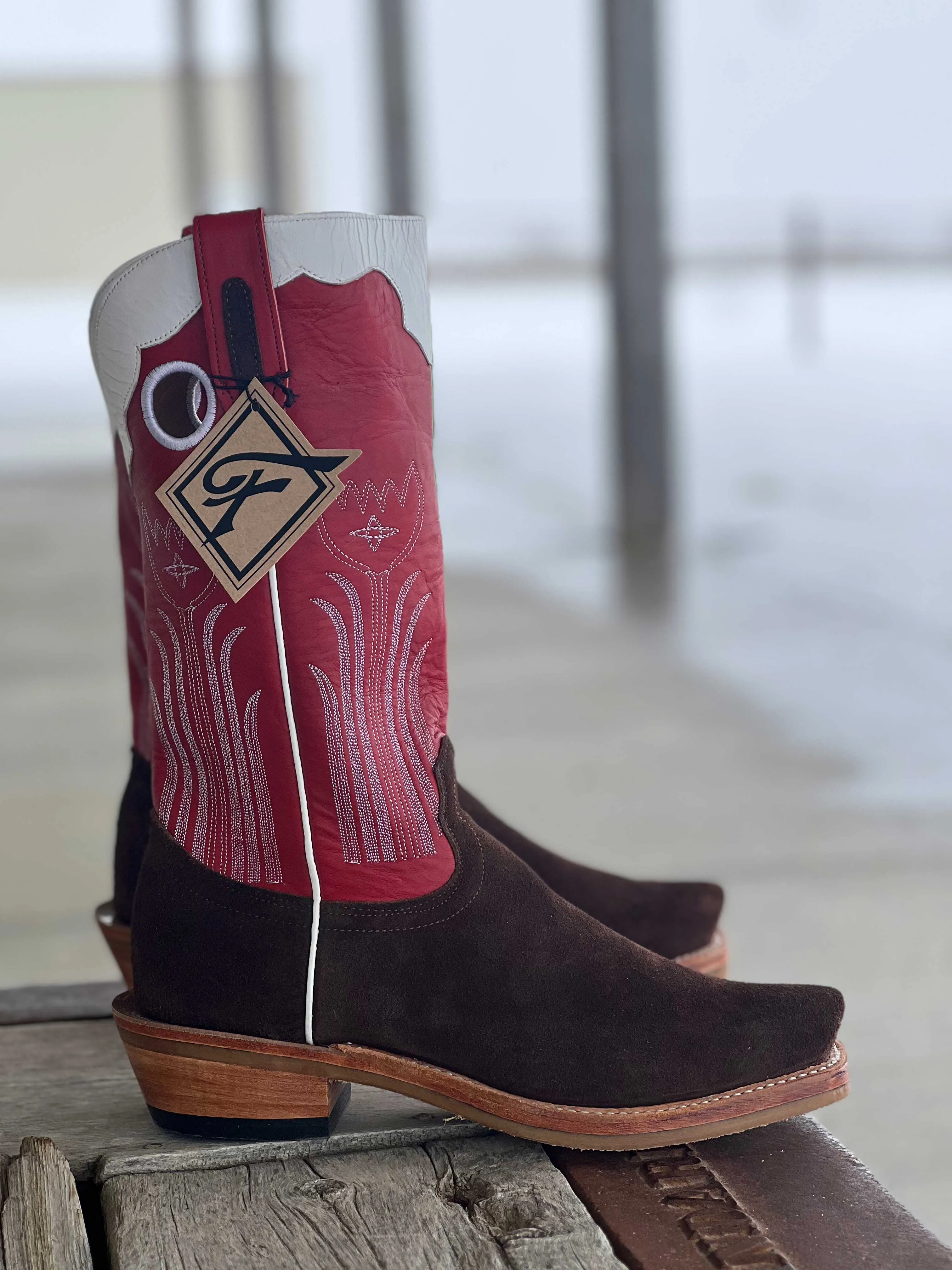 Fenoglio Boot Co. | Chocolate Cape Buffalo Roughout Boot CLOSEOUT SIZES
