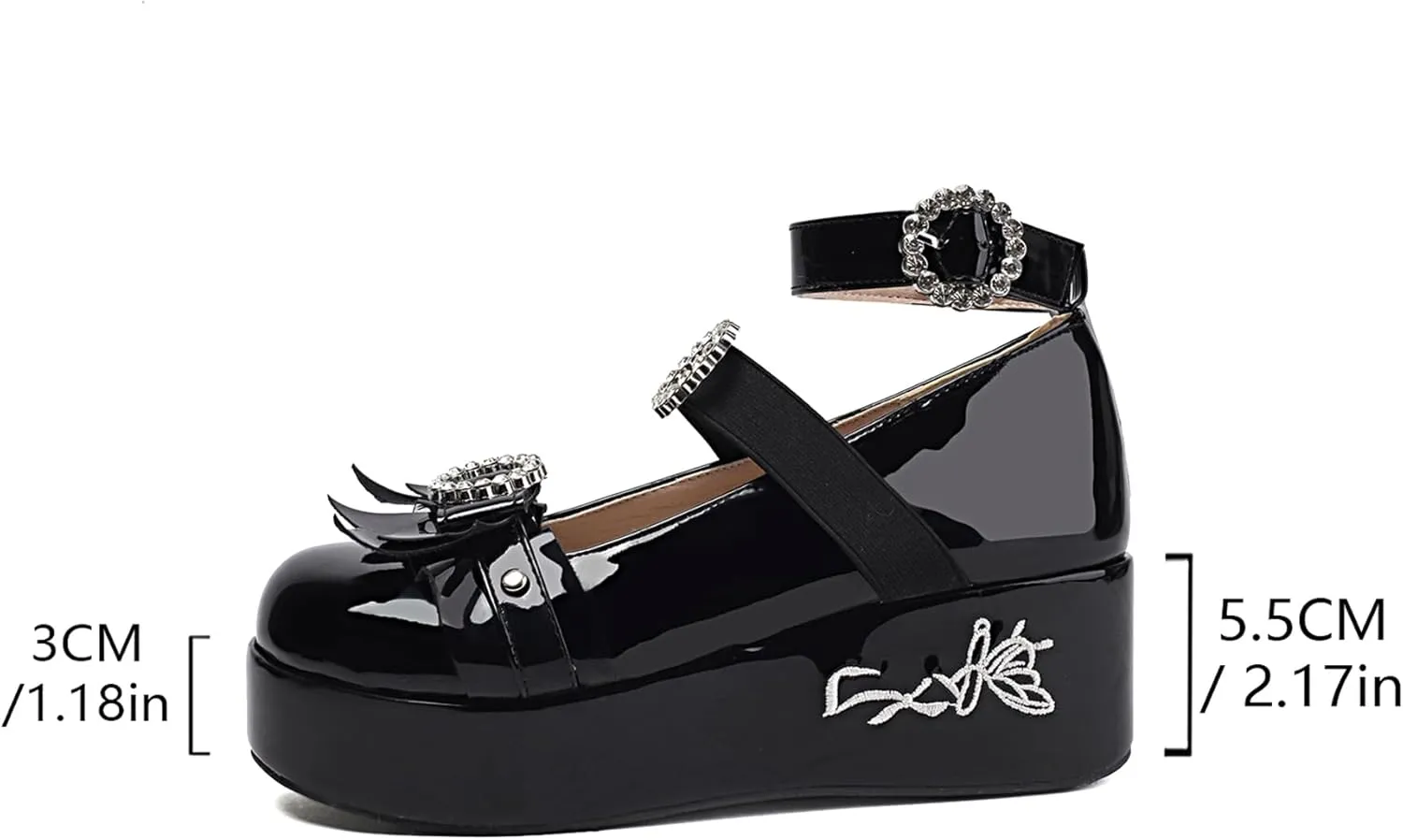 Gicoiz Gothic Mary Jane Women Patent Bow Pumps Wedge