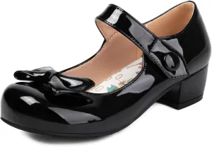 Gicoiz Patent Mary Jane Girls School Party Bowtie Pumps