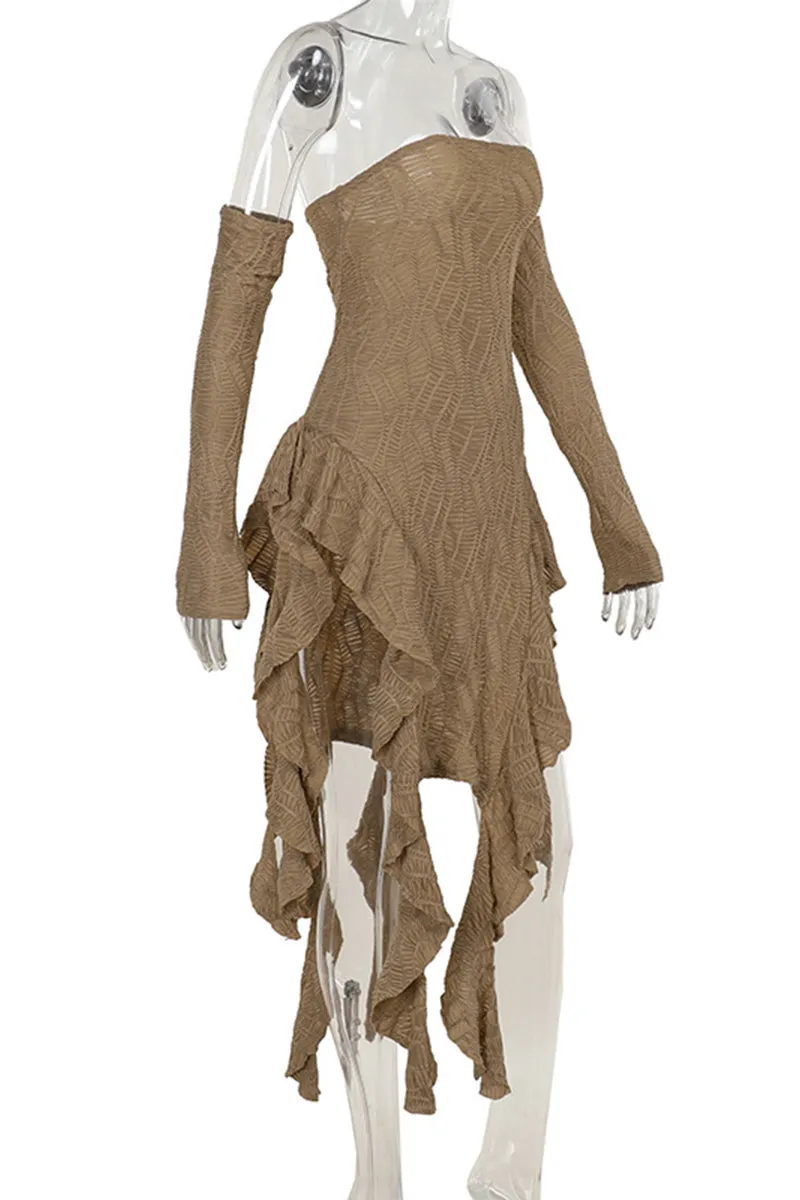 HBS1320 Edgy Ruffled Asymmetric Dress