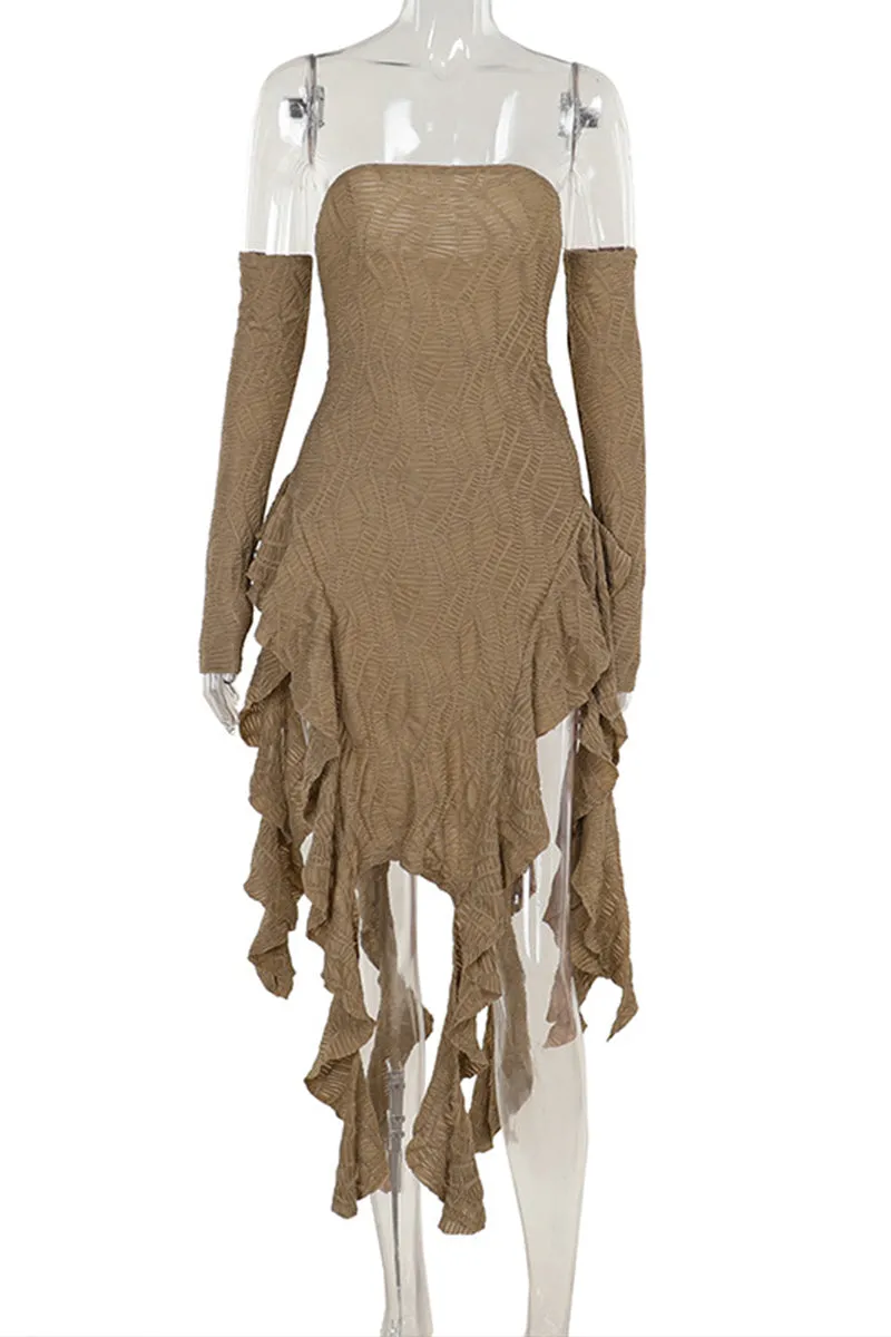 HBS1320 Edgy Ruffled Asymmetric Dress