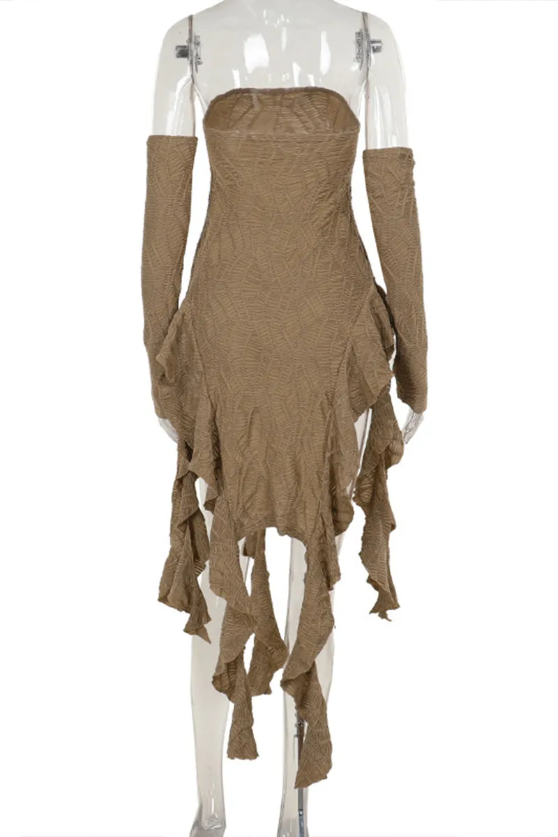 HBS1320 Edgy Ruffled Asymmetric Dress