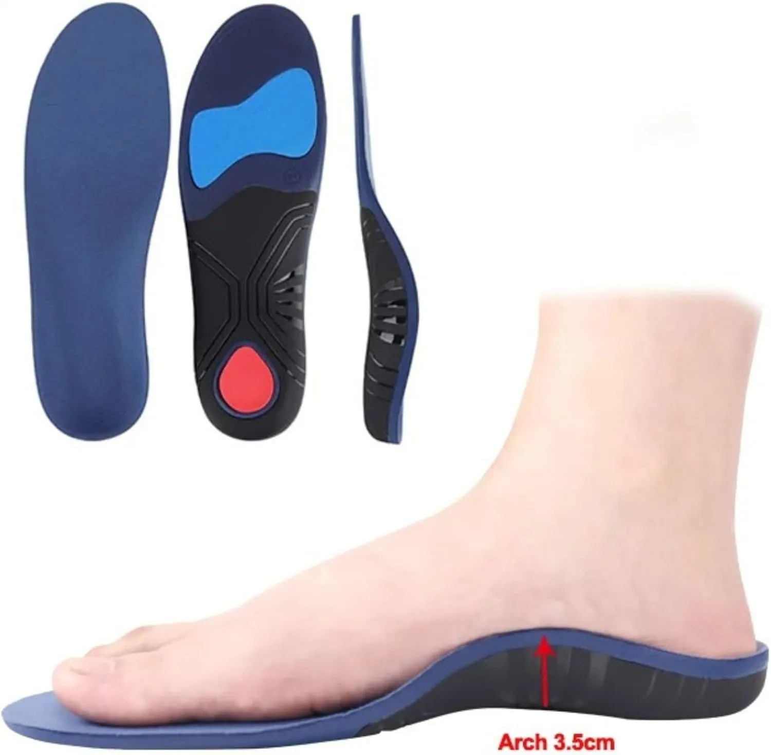 Heavy Duty Orthotic Insoles for 220  lbs, High Arch Support and Pain Relief for Plantar Fasciitis, Flat Feet, and Work Boots, Shock-Absorbing Shoe Inserts for Men and Women