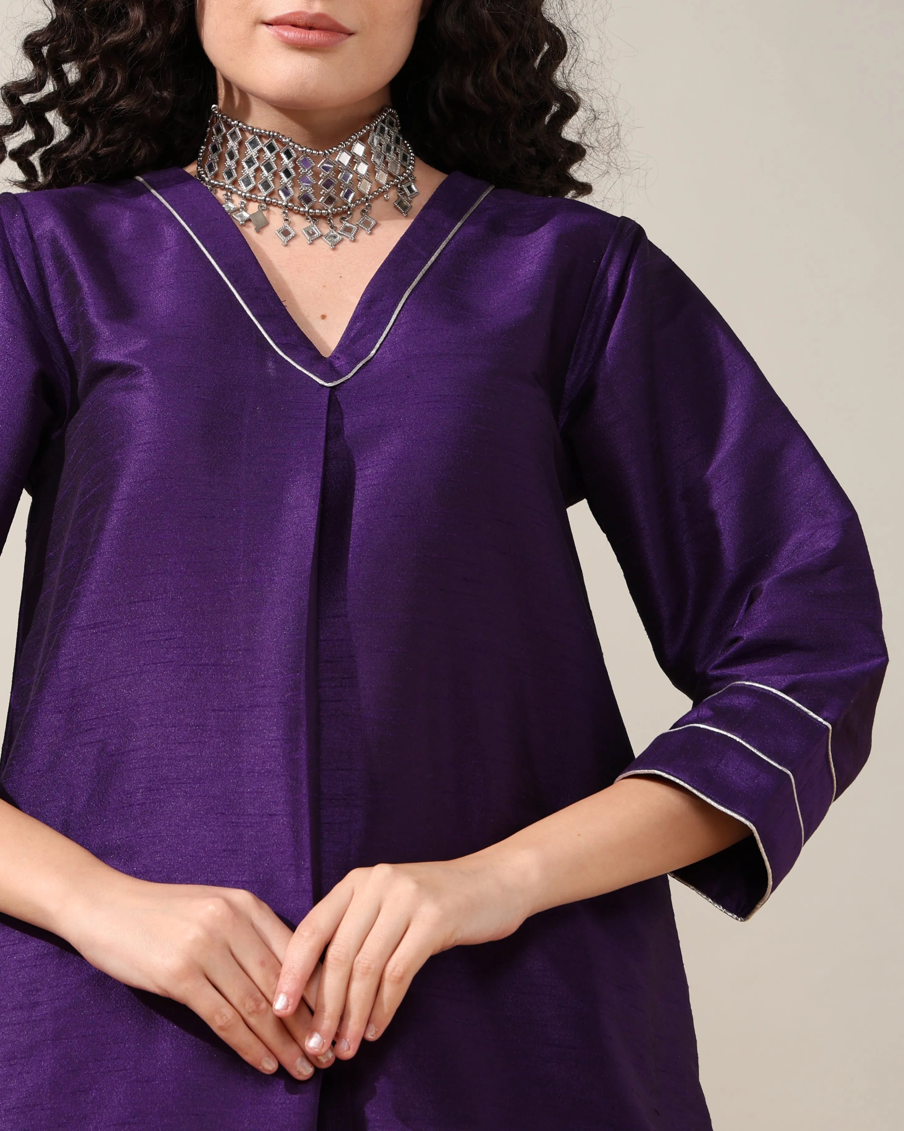 HOK ENSEMBLE - Purple Dupion silk Suit set