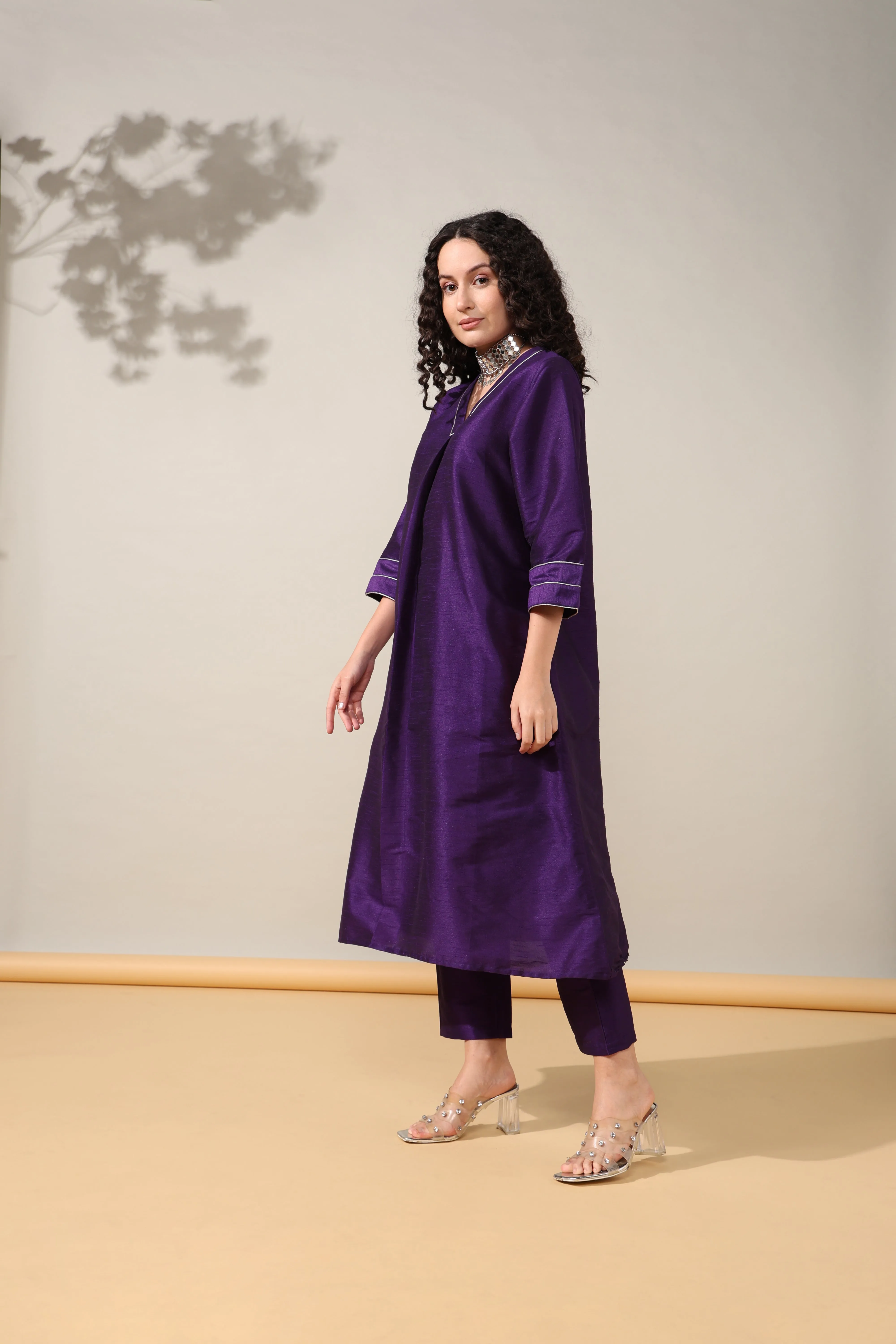 HOK ENSEMBLE - Purple Dupion silk Suit set