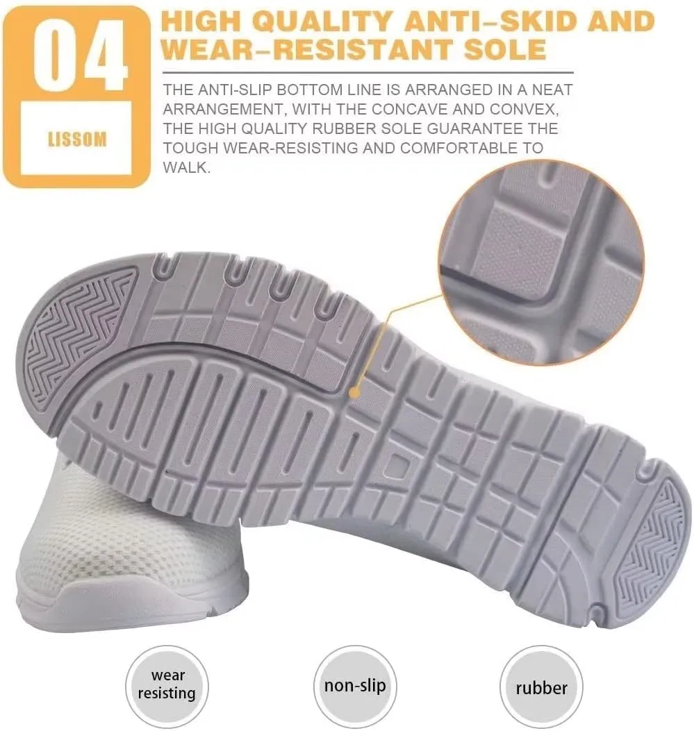 KEIAHUAN Women Running Shoes Casual Mesh Flats Lightweight Tennis Shoes Washable Strap Lace-up Walking Sneakers Non-Slip Training Shoes