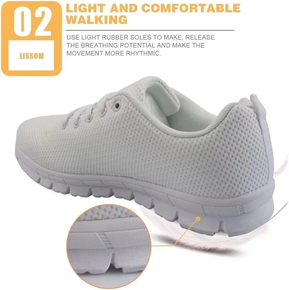 KEIAHUAN Women Running Shoes Casual Mesh Flats Lightweight Tennis Shoes Washable Strap Lace-up Walking Sneakers Non-Slip Training Shoes