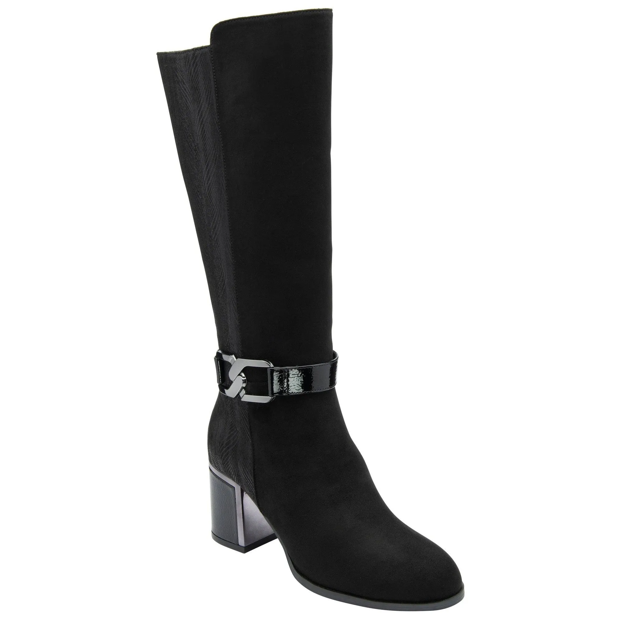 Lotus Elsa Ladies Black Textile Side Zip Mid-Calf Boots