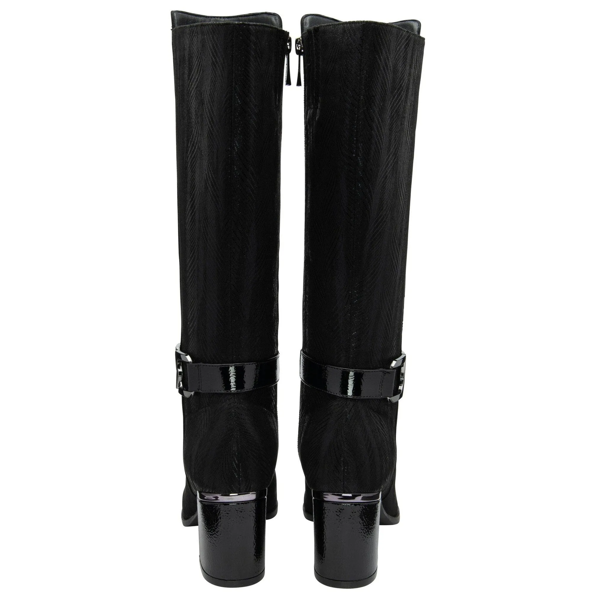 Lotus Elsa Ladies Black Textile Side Zip Mid-Calf Boots