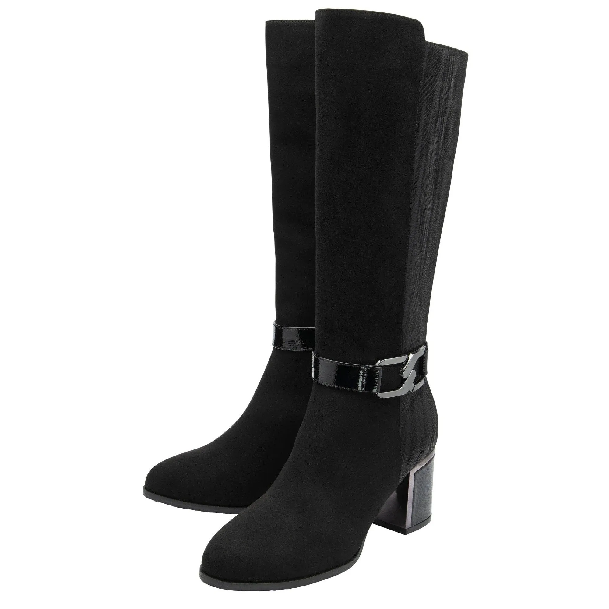 Lotus Elsa Ladies Black Textile Side Zip Mid-Calf Boots