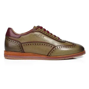 Mccoy Rock full grain crust Men's classic formals Bottle green