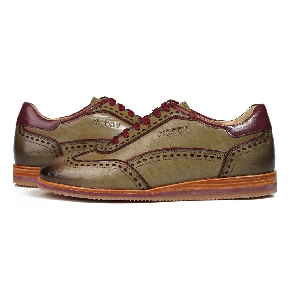 Mccoy Rock full grain crust Men's classic formals Bottle green