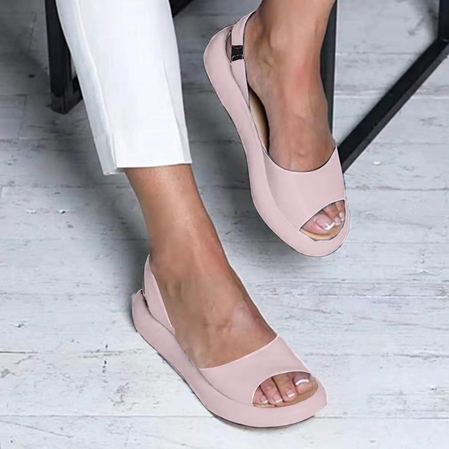 Sandals for Women Peep Toe Ankle Strap Slingback Flat Sandal Summer Orthopedic Yifare Sandals Casual Dotmalls Shoes