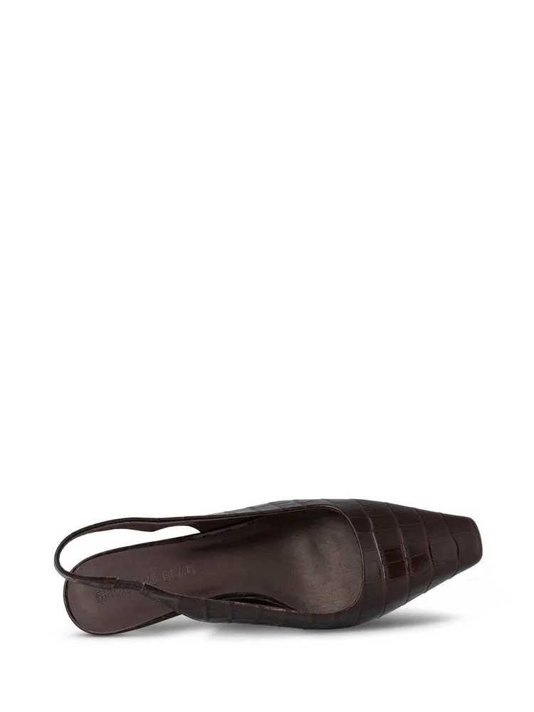 Shoe The Bear Maxine Croco Effect Slingbacks Chocolate