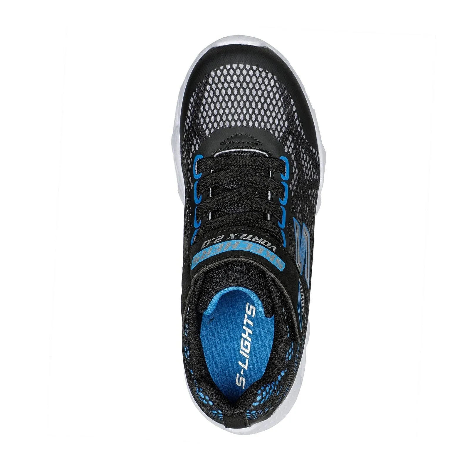 Skechers 400602N S Lights Vortex 2.0 Boys Black And Blue Touch Fastening Trainers