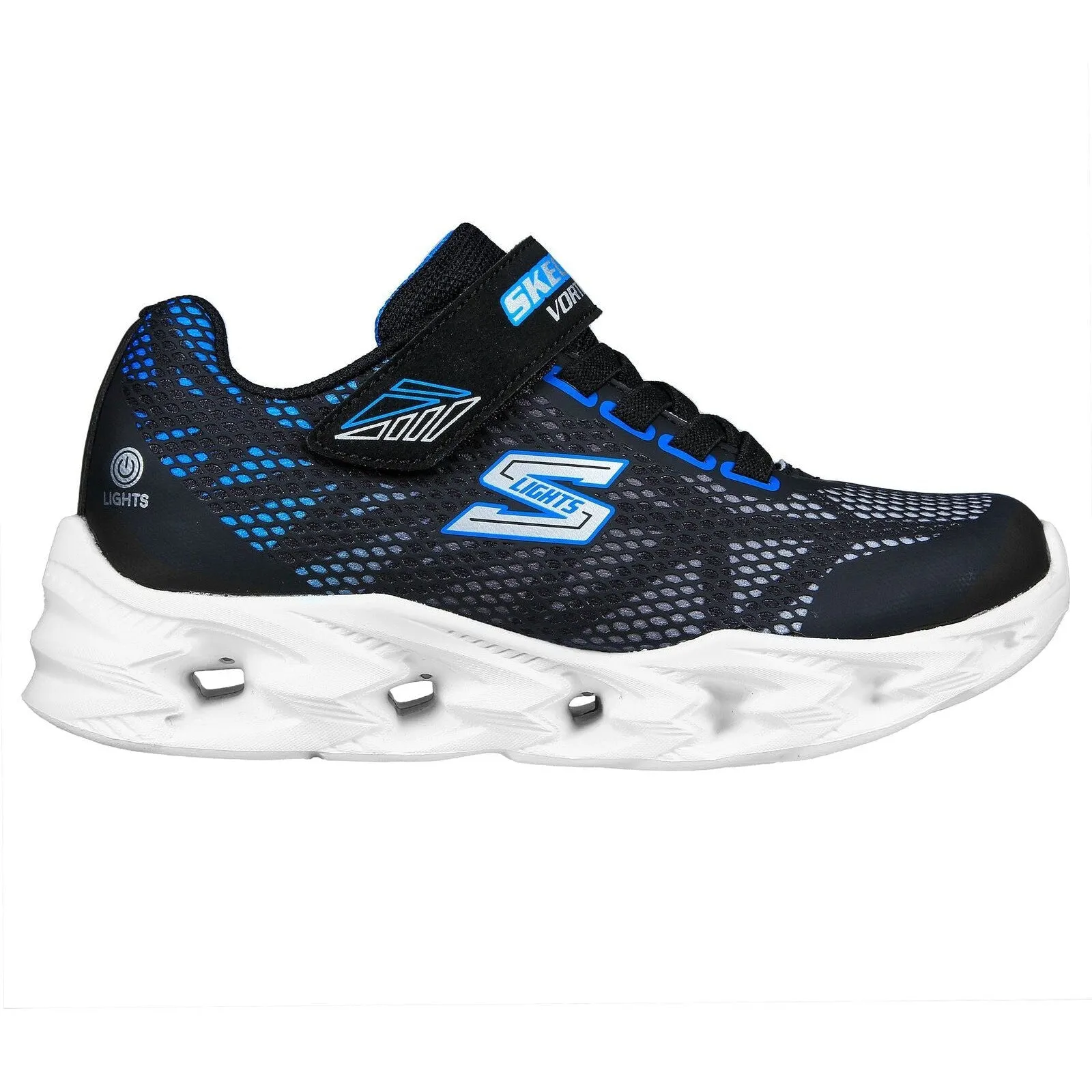 Skechers 400602N S Lights Vortex 2.0 Boys Black And Blue Touch Fastening Trainers