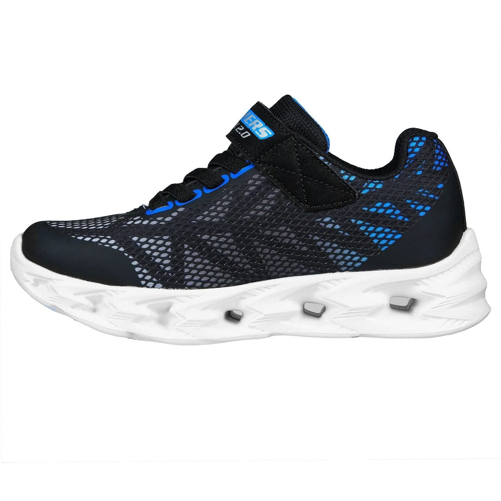 Skechers 400602N S Lights Vortex 2.0 Boys Black And Blue Touch Fastening Trainers