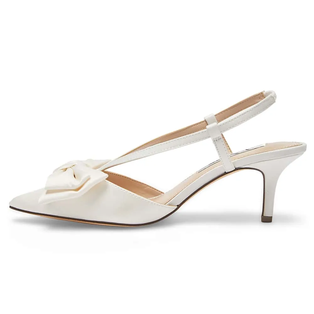 Teddy Heel in Ivory Satin