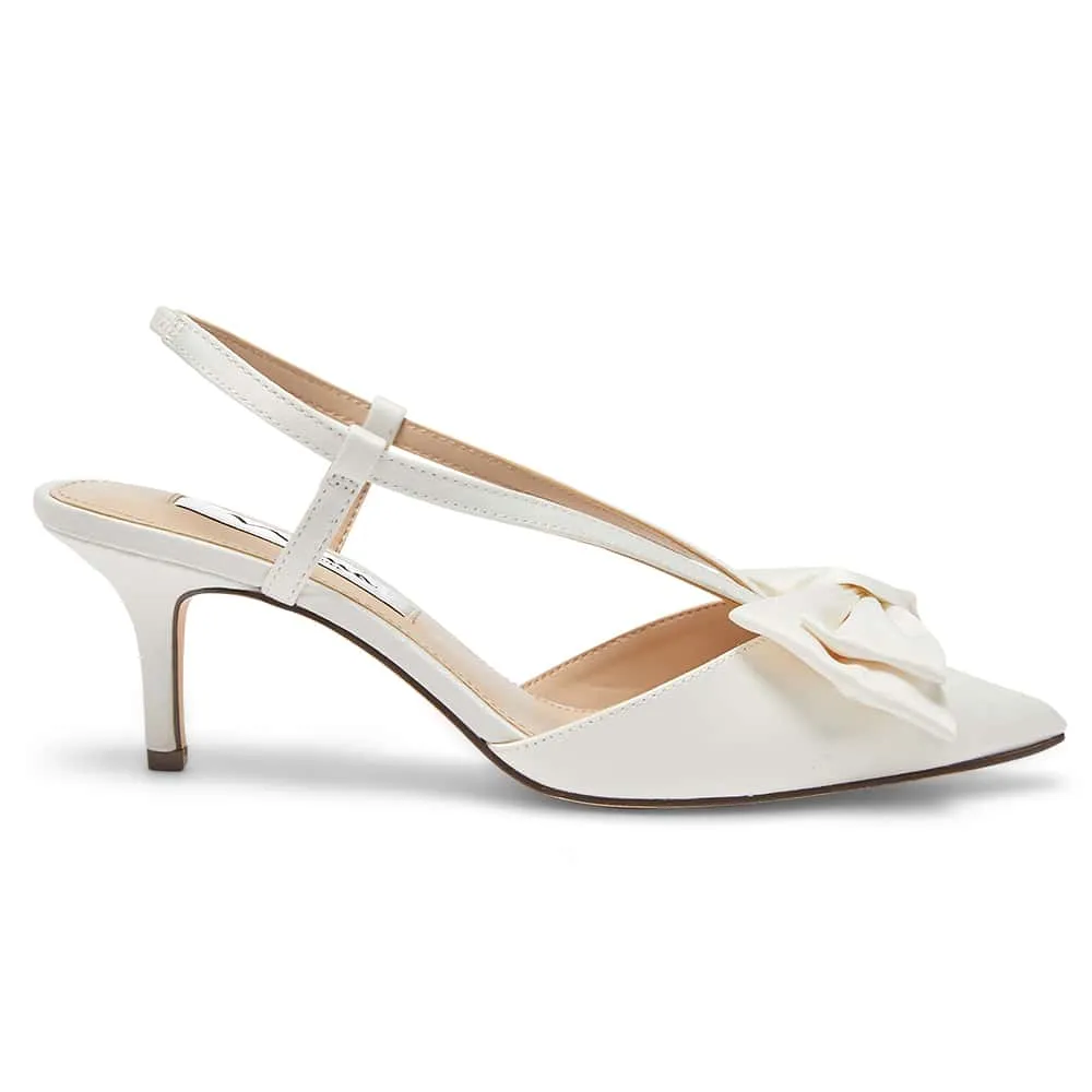 Teddy Heel in Ivory Satin