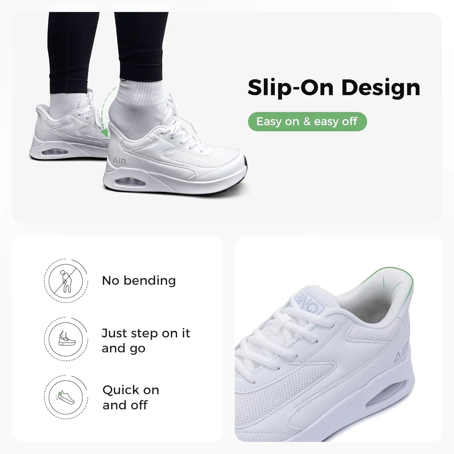 Wide Toe Box Womens Slip On Walking Shoes Extra Wide Width Sneaker for Foot Pain Relif Comfortable Air Tennis Running Shoes Size 6-11