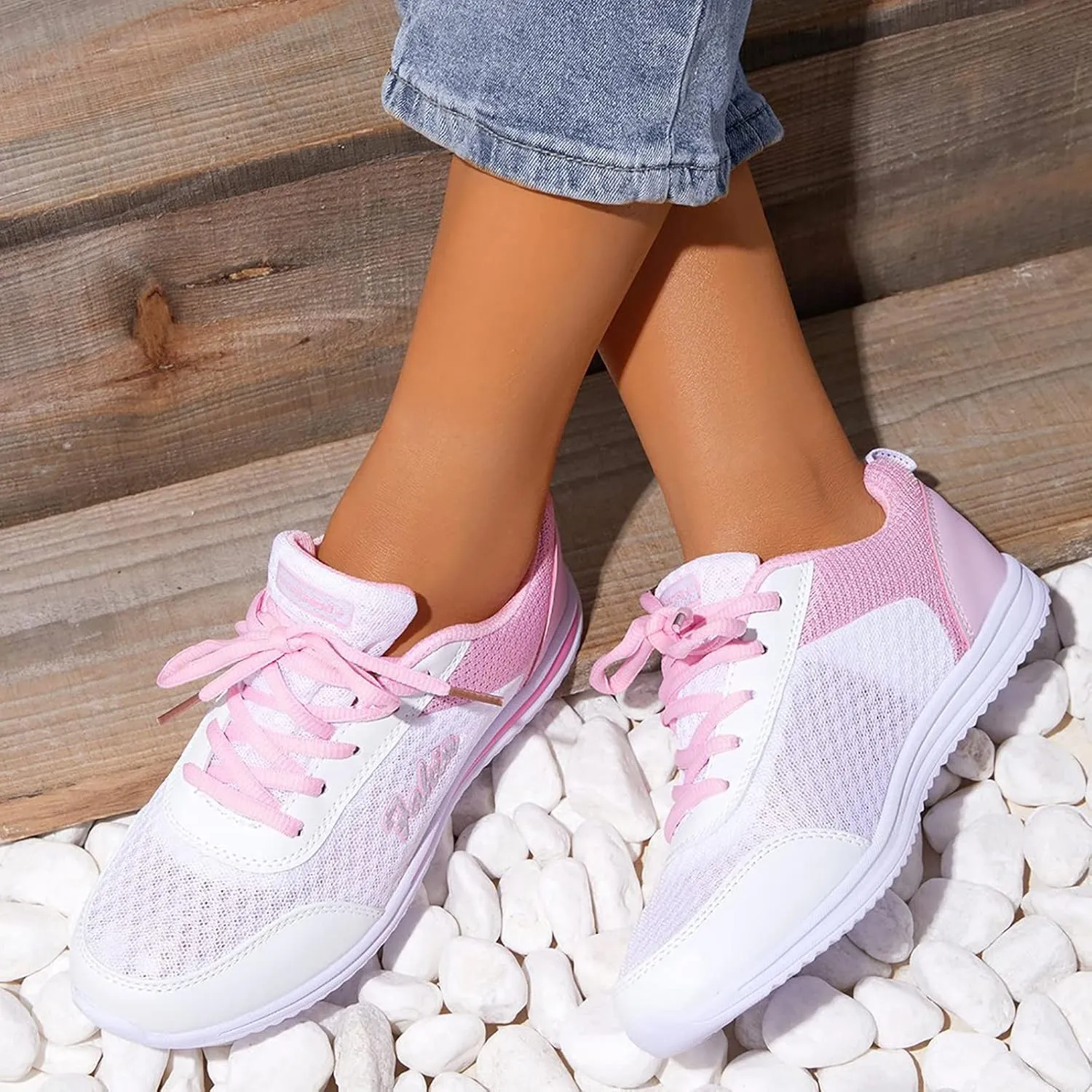 Womens Lace Up Walking Shoes Memory Foam Lightweight Comfort Running Shoes for Men Sport Casual Slip On Shoes High Top Sneakers Brown Tennis Shoe Cross Trainer Shoe