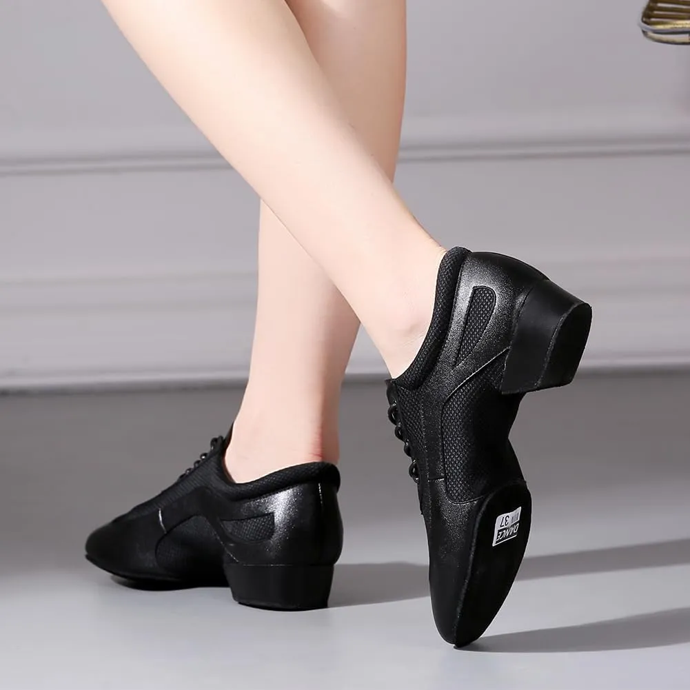 Women's Latin Dance Practice Shoes Closed Toe Ballroom Salsa Modern Dance Teaching Shoes Low Heel