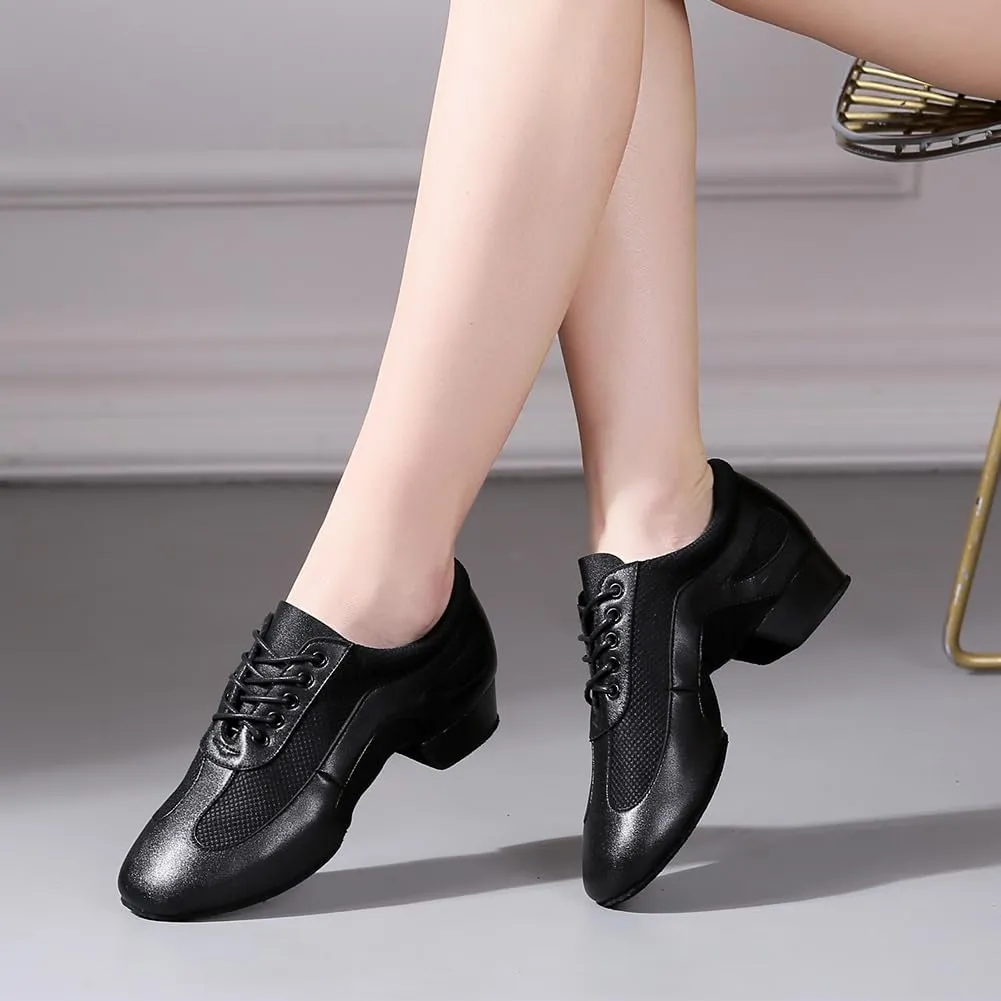 Women's Latin Dance Practice Shoes Closed Toe Ballroom Salsa Modern Dance Teaching Shoes Low Heel